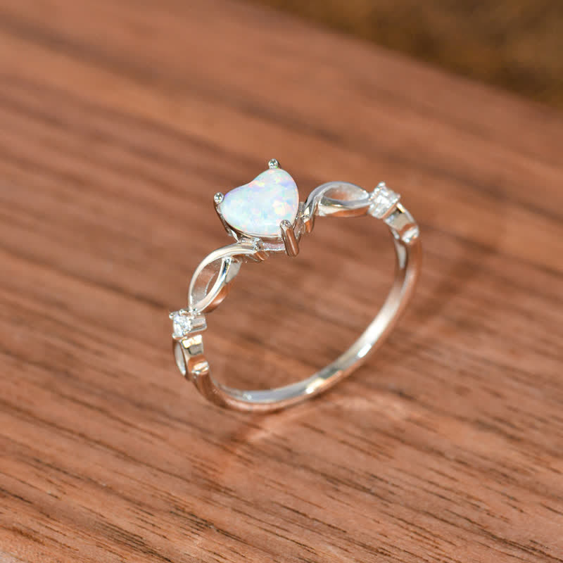Olivenorma "Eternity Unlimited" Opal Heart Engagement Wedding Ring - image 2