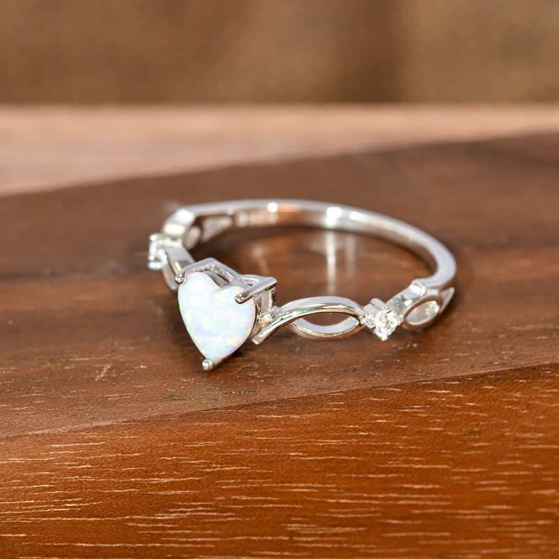 Olivenorma "Eternity Unlimited" Opal Heart Engagement Wedding Ring - image 4