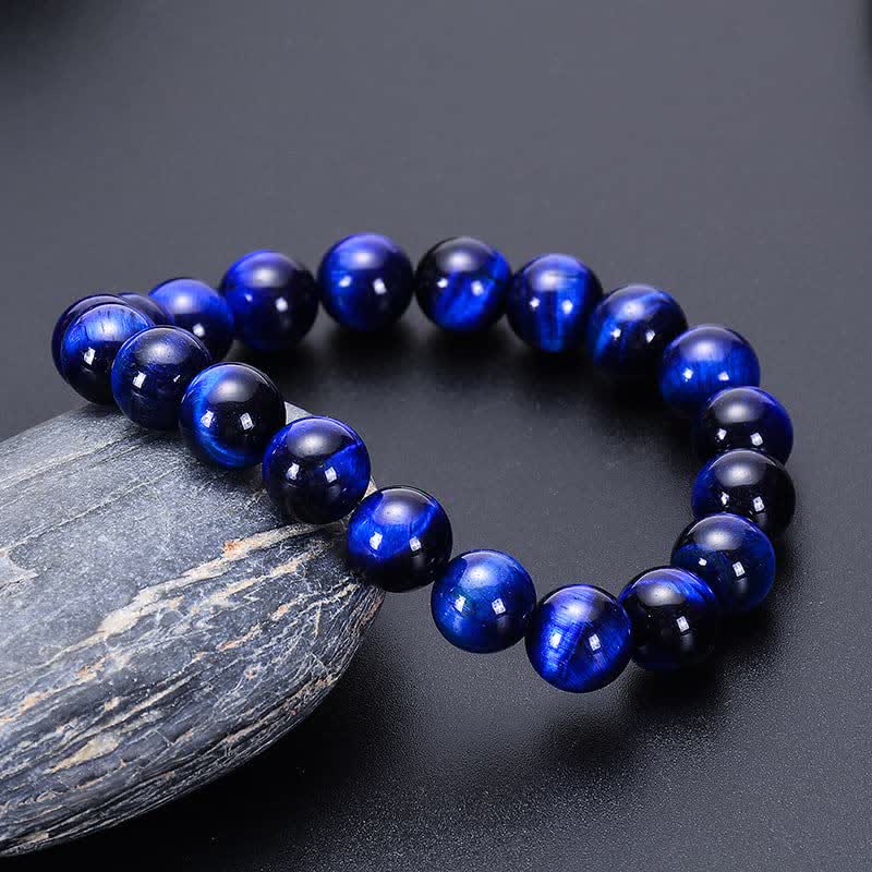 Olivenorma 8mm Natural Blue Tiger Eye Beaded Bracelet