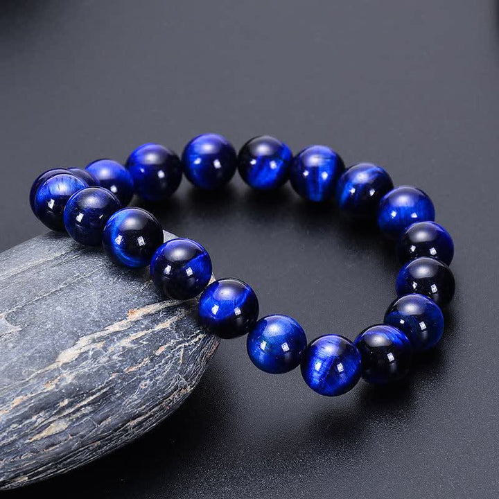 Olivenorma 8mm Natural Blue Tiger Eye Beaded Bracelet