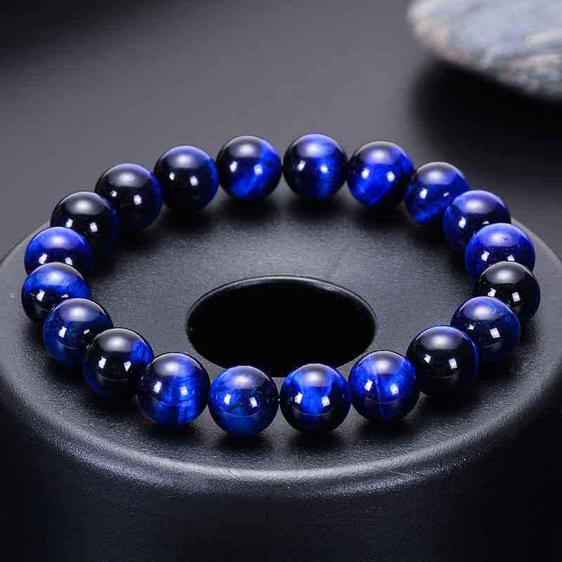 Olivenorma 8mm Natural Blue Tiger Eye Beaded Bracelet