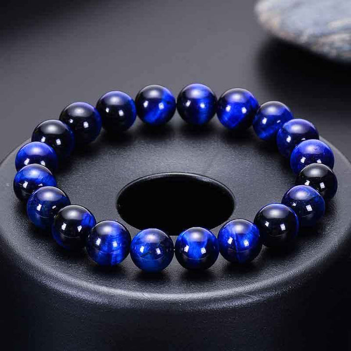 Olivenorma 8mm Natural Blue Tiger Eye Beaded Bracelet