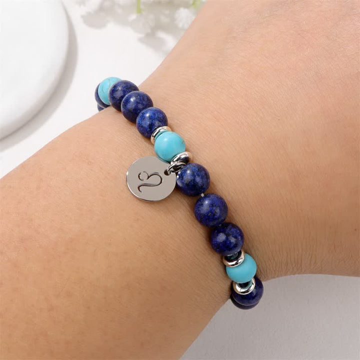 Olivenorma 8mm Natural Stone Beads Zodiac Pendant Bracelet