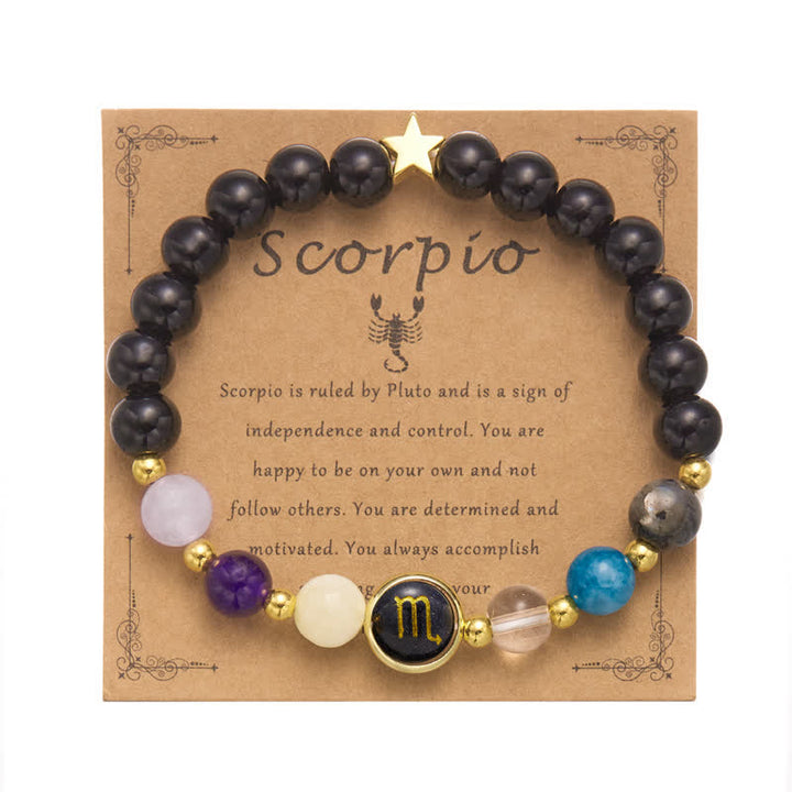 Olivenorma Natural Stone Beaded Zodiac Pentagram Pendant Bracelet
