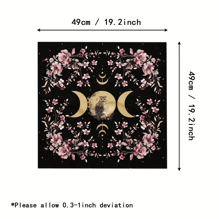 Olivenorma Owl & Moon Phase Witch Tarot Tablecloth
