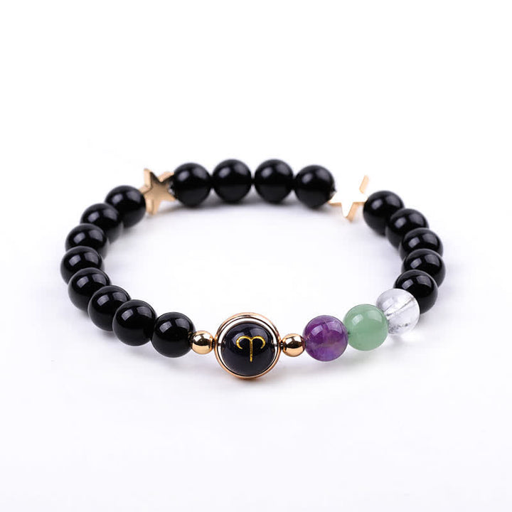 Olivenorma Natural Stone Beads Zodiac Double Pentagram Bracelet