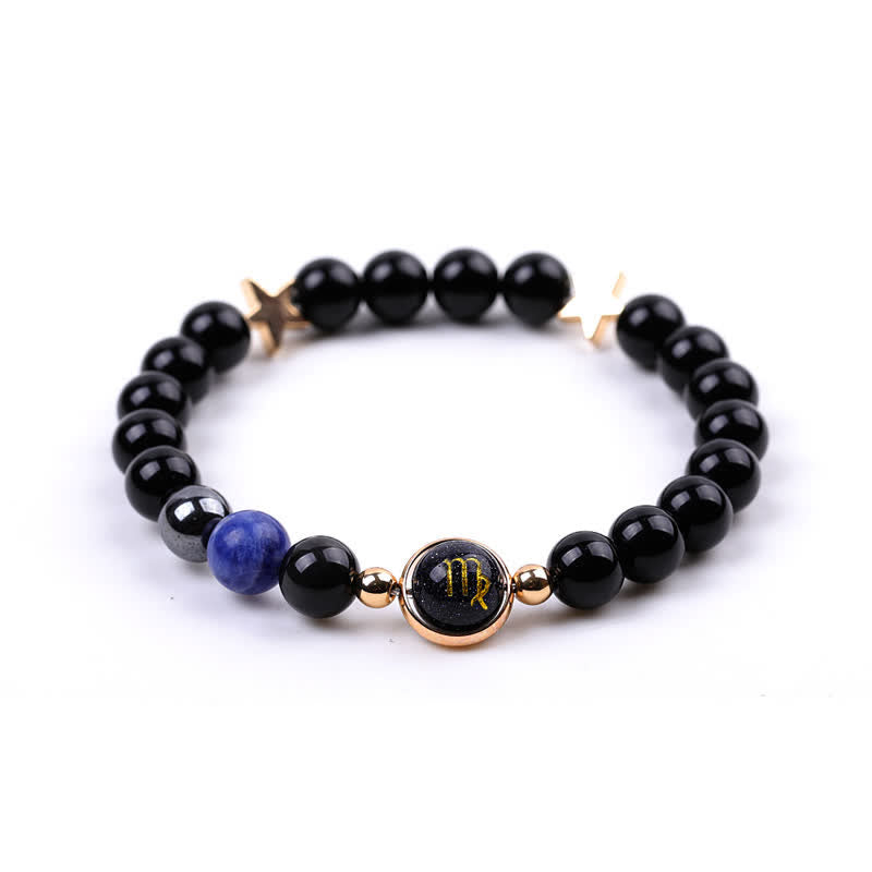Olivenorma Natural Stone Beads Zodiac Double Pentagram Bracelet