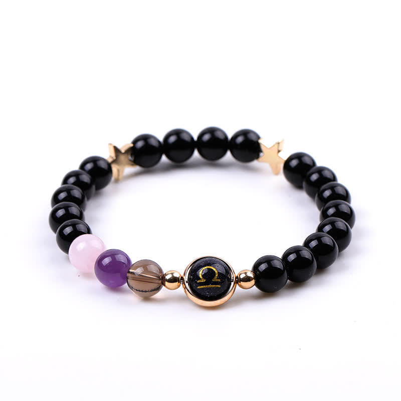 Olivenorma Natural Stone Beads Zodiac Double Pentagram Bracelet