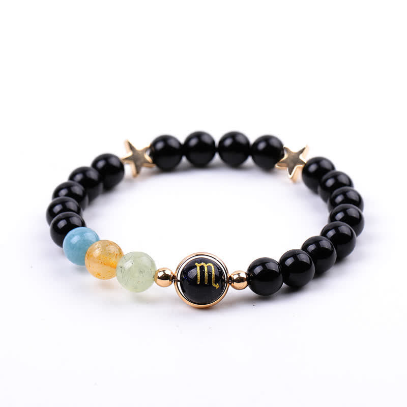 Olivenorma Natural Stone Beads Zodiac Double Pentagram Bracelet