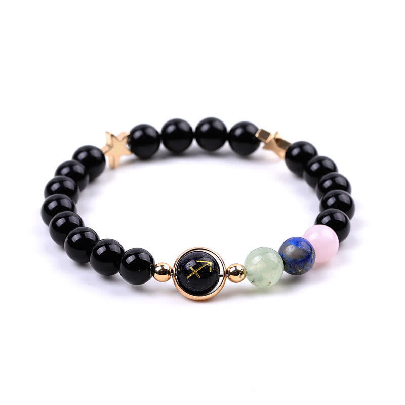 Olivenorma Natural Stone Beads Zodiac Double Pentagram Bracelet