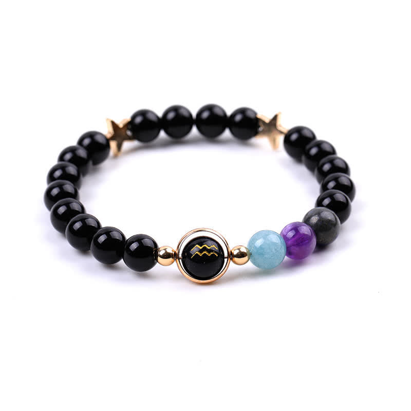Olivenorma Natural Stone Beads Zodiac Double Pentagram Bracelet
