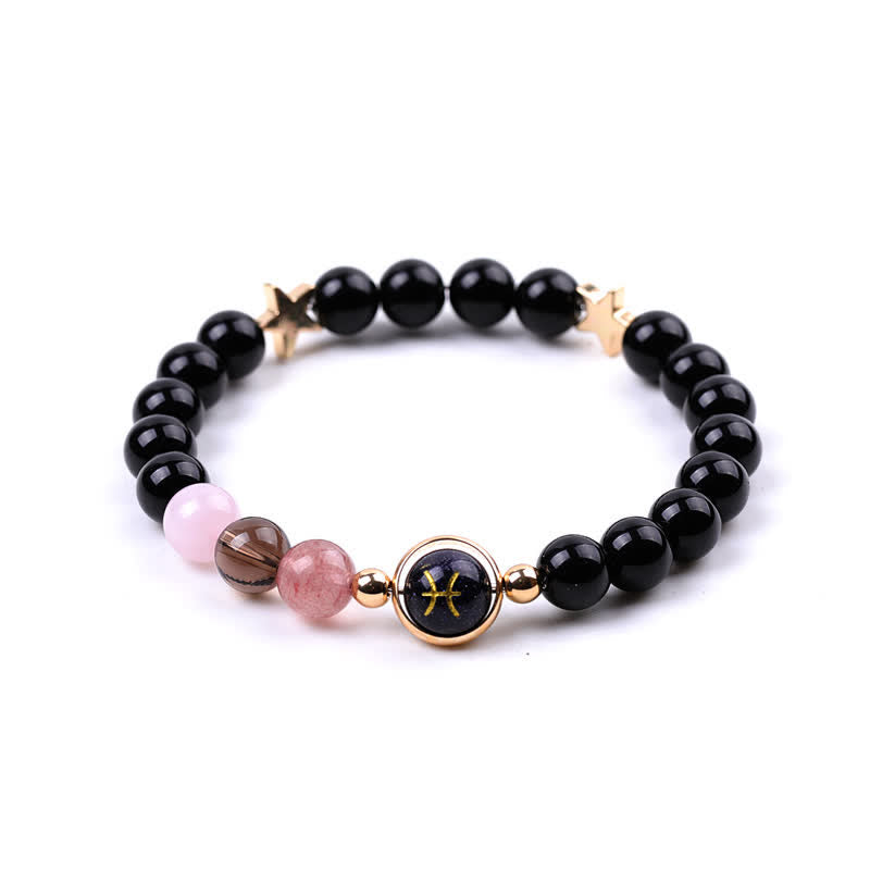 Olivenorma Natural Stone Beads Zodiac Double Pentagram Bracelet