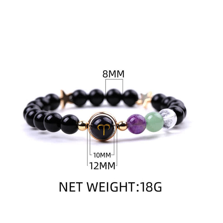Olivenorma Natural Stone Beads Zodiac Double Pentagram Bracelet