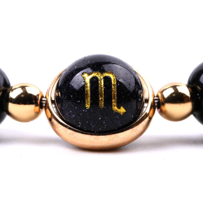 Olivenorma Natural Stone Beads Zodiac Double Pentagram Bracelet