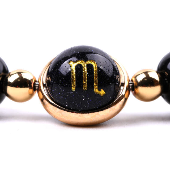 Olivenorma Natural Stone Beads Zodiac Double Pentagram Bracelet