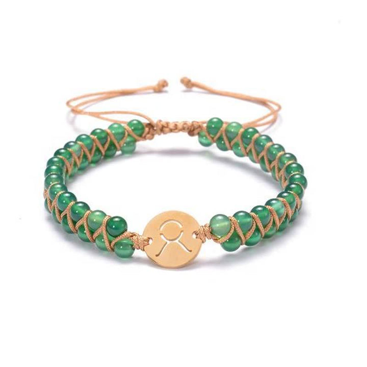 Olivenorma Natural Stone Handwoven Double Beaded Zodiac Bracelet