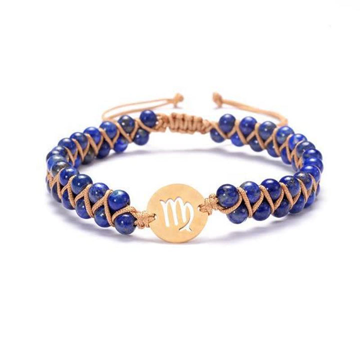 Olivenorma Natural Stone Handwoven Double Beaded Zodiac Bracelet