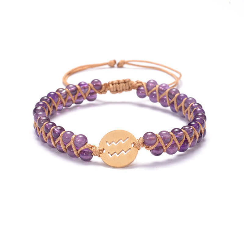 Olivenorma Natural Stone Handwoven Double Beaded Zodiac Bracelet