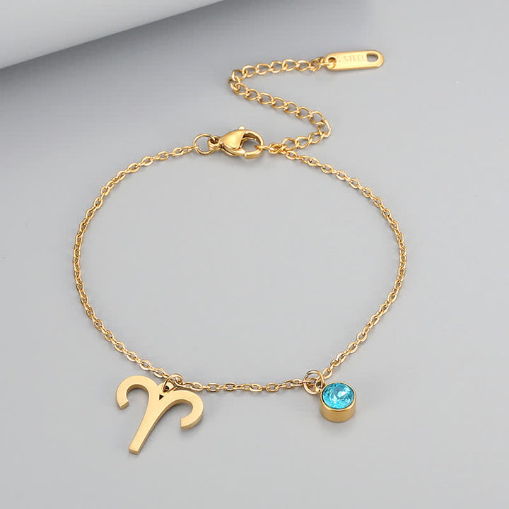 Olivenorma Blue Topaz Zodiac Symbol Pendant Bracelet