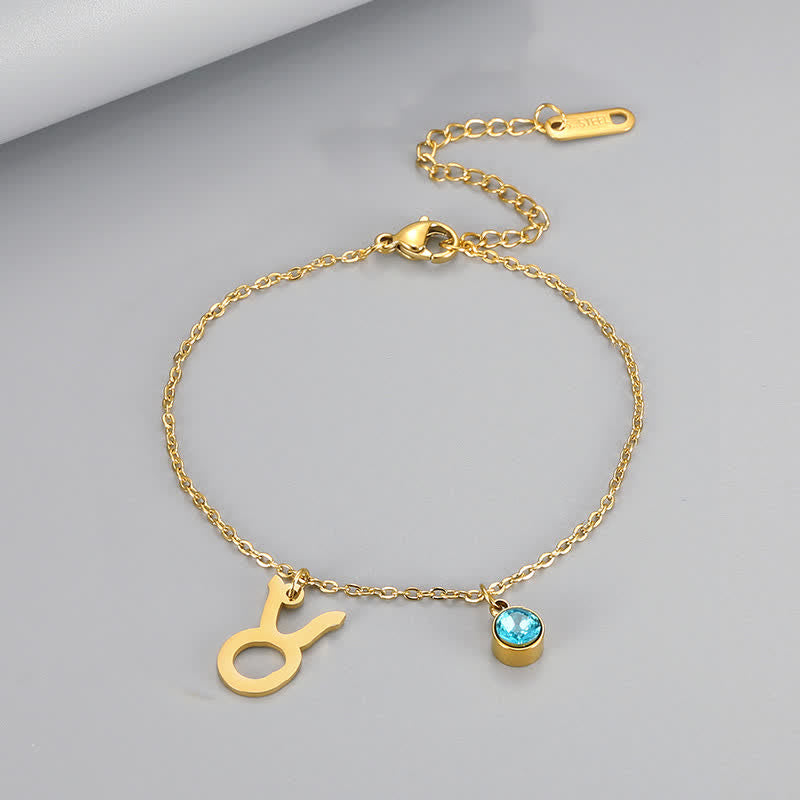 Olivenorma Blue Topaz Zodiac Symbol Pendant Bracelet