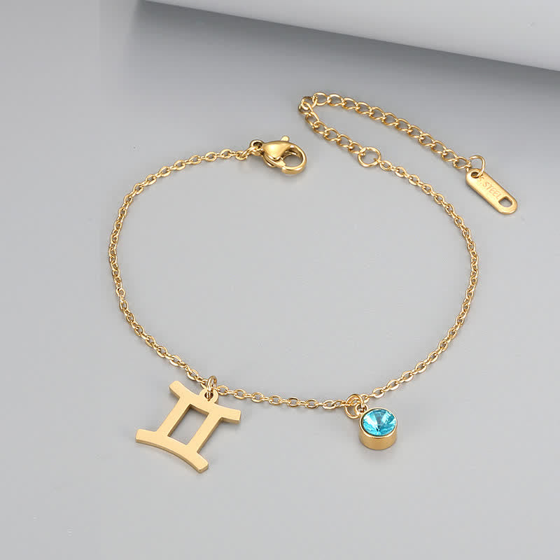 Olivenorma Blue Topaz Zodiac Symbol Pendant Bracelet