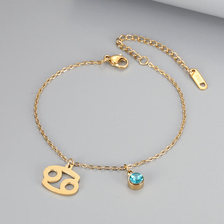 Olivenorma Blue Topaz Zodiac Symbol Pendant Bracelet