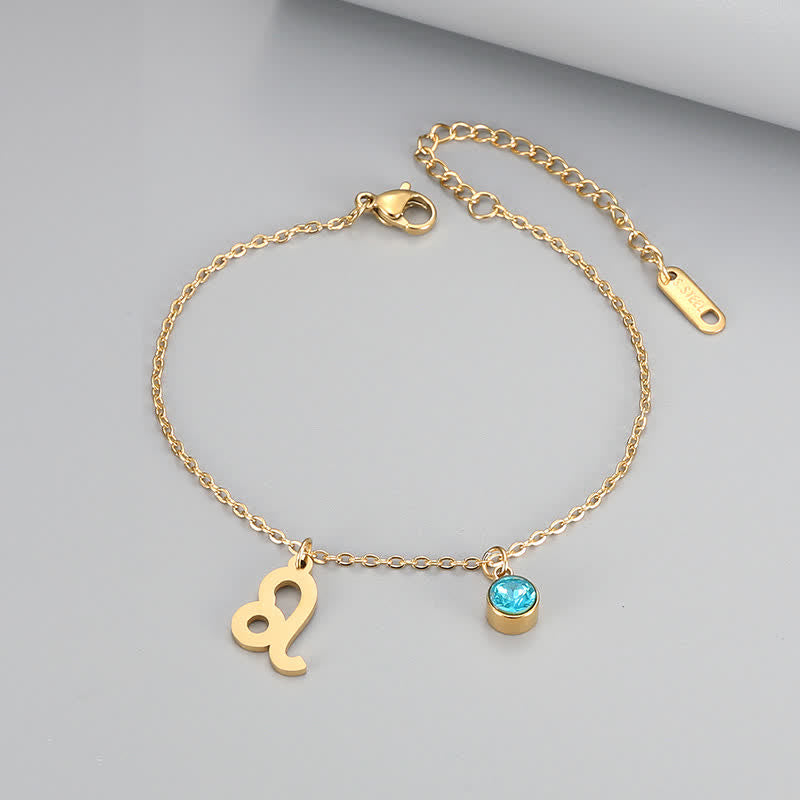 Olivenorma Blue Topaz Zodiac Symbol Pendant Bracelet