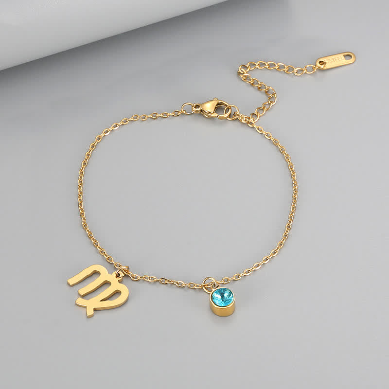 Olivenorma Blue Topaz Zodiac Symbol Pendant Bracelet