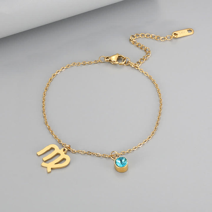 Olivenorma Blue Topaz Zodiac Symbol Pendant Bracelet