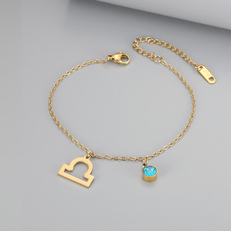 Olivenorma Blue Topaz Zodiac Symbol Pendant Bracelet