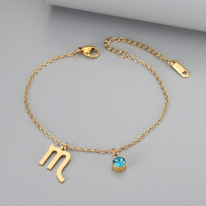 Olivenorma Blue Topaz Zodiac Symbol Pendant Bracelet