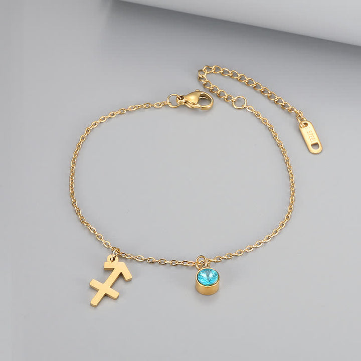 Olivenorma Blue Topaz Zodiac Symbol Pendant Bracelet