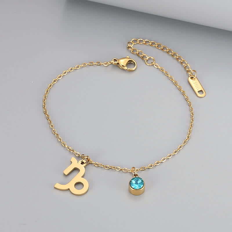 Olivenorma Blue Topaz Zodiac Symbol Pendant Bracelet