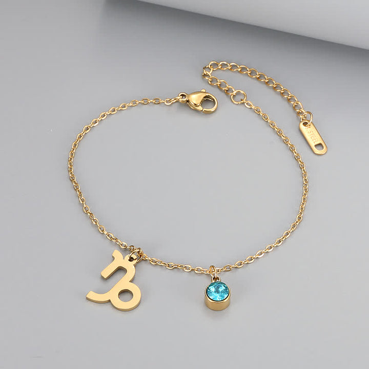 Olivenorma Blue Topaz Zodiac Symbol Pendant Bracelet