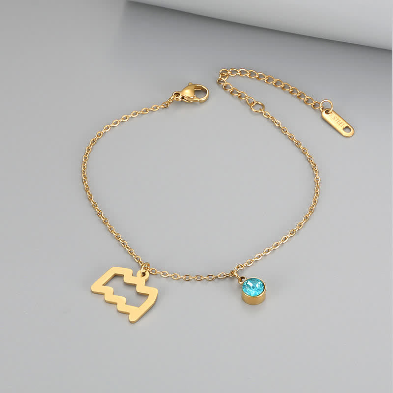 Olivenorma Blue Topaz Zodiac Symbol Pendant Bracelet