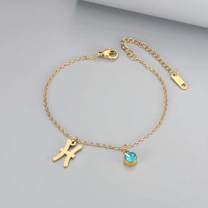 Olivenorma Blue Topaz Zodiac Symbol Pendant Bracelet