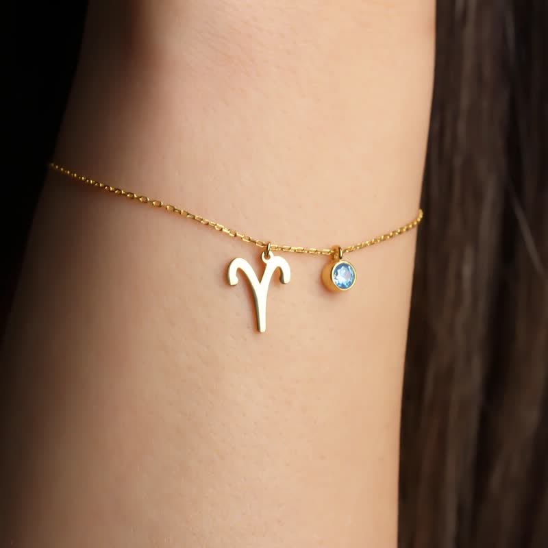 Olivenorma Blue Topaz Zodiac Symbol Pendant Bracelet