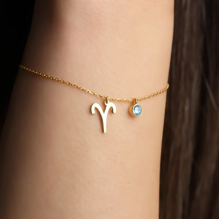 Olivenorma Blue Topaz Zodiac Symbol Pendant Bracelet