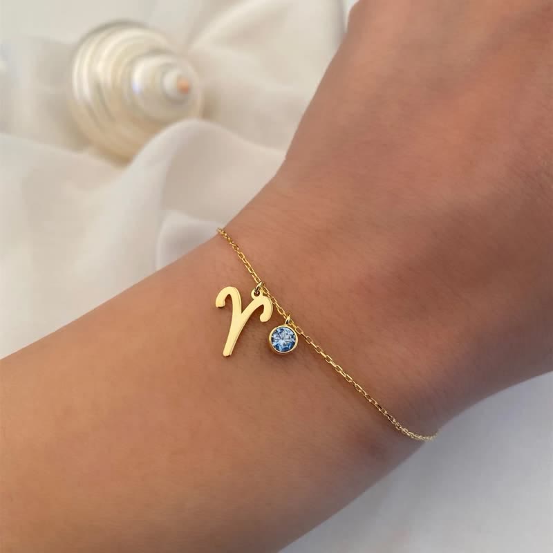 Olivenorma Blue Topaz Zodiac Symbol Pendant Bracelet