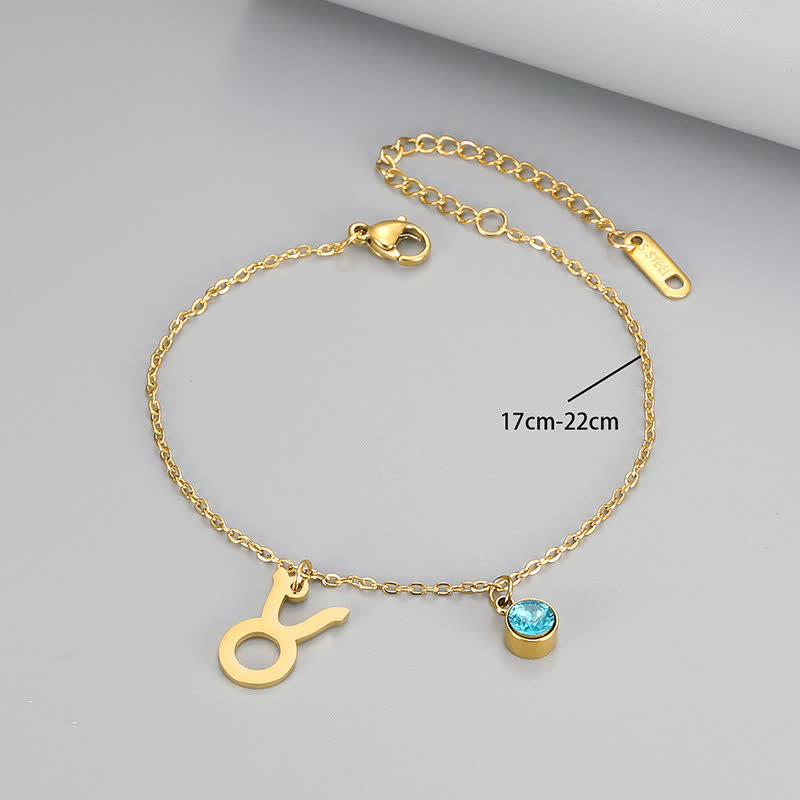 Olivenorma Blue Topaz Zodiac Symbol Pendant Bracelet
