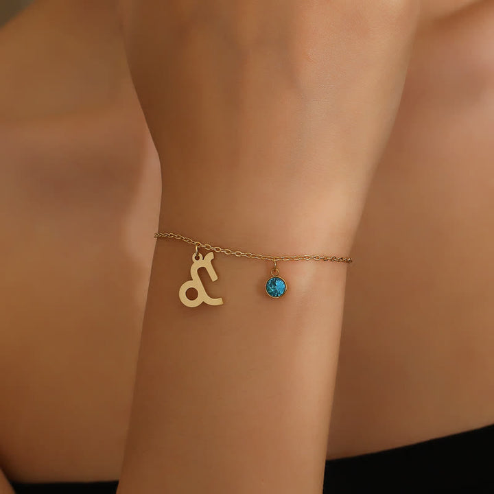 Olivenorma Blue Topaz Zodiac Symbol Pendant Bracelet