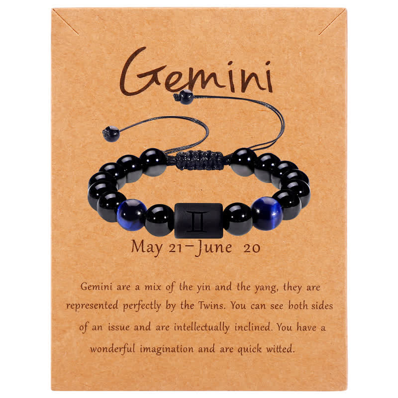 Olivenorma Obsidian Blue Tiger Eye Zodiac Beaded Adjustable Bracelet