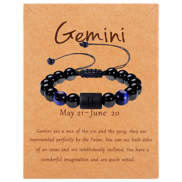 Olivenorma Obsidian Blue Tiger Eye Zodiac Beaded Adjustable Bracelet