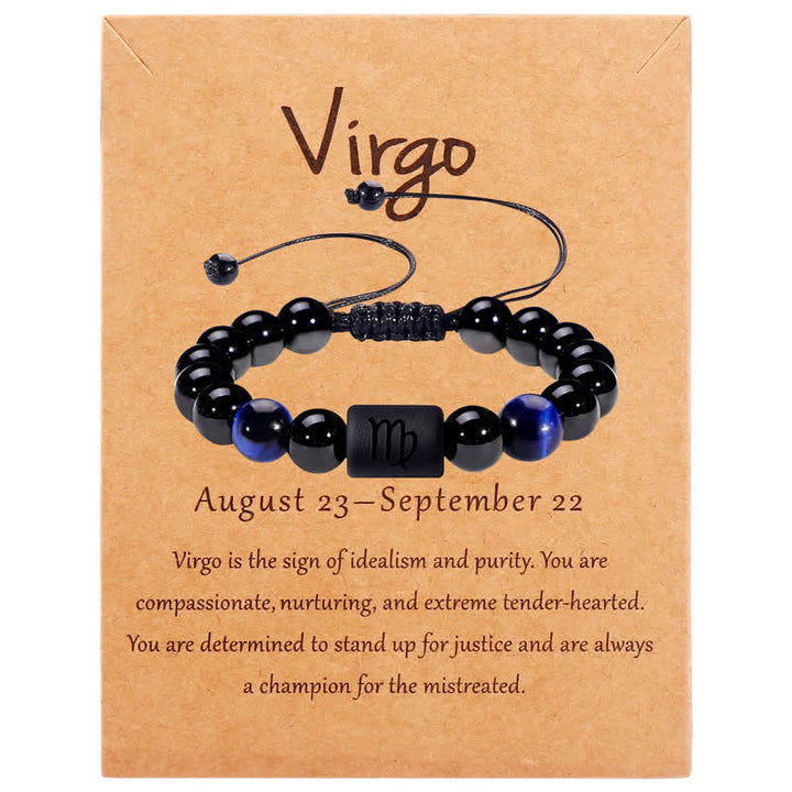 Olivenorma Obsidian Blue Tiger Eye Zodiac Beaded Adjustable Bracelet