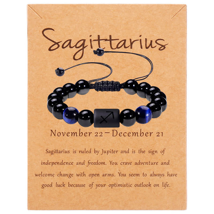 Olivenorma Obsidian Blue Tiger Eye Zodiac Beaded Adjustable Bracelet