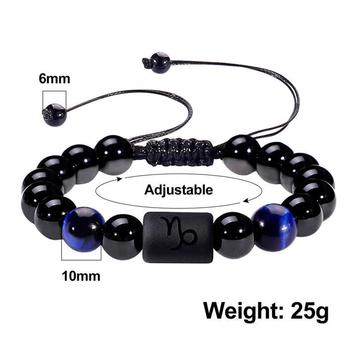 Olivenorma Obsidian Blue Tiger Eye Zodiac Beaded Adjustable Bracelet