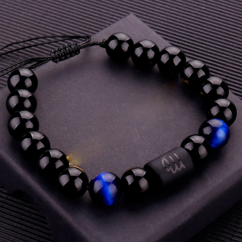 Olivenorma Obsidian Blue Tiger Eye Zodiac Beaded Adjustable Bracelet