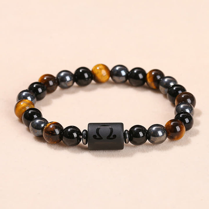 Olivenorma Black Onyx Tiger Eye Hematite Zodiac Beaded Bracelet