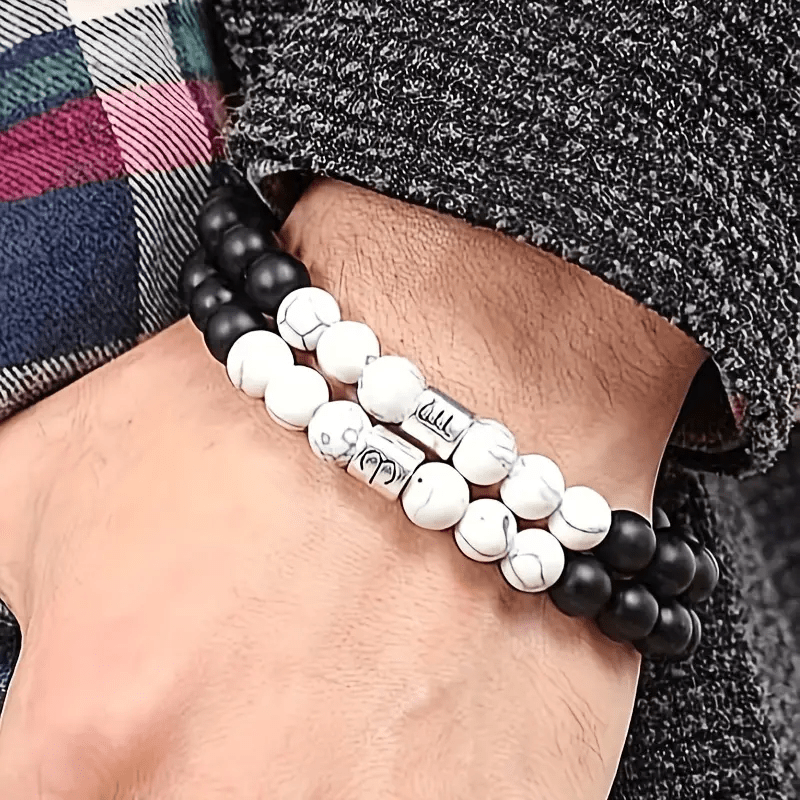 Olivenorma Black Onyx White Turquoise Zodiac Beaded Bracelet