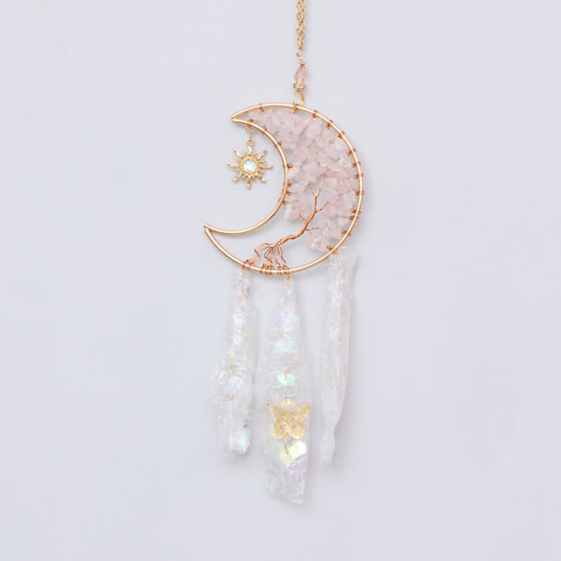 Olivenorma Rose Quartz Star Moon Butterfly Suncatcher Wind Chime
